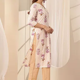 Libas Floral Printed Straight Kurta with Trouser & Dupatta image 2