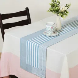Fabindia Blue & White Striped Pure Cotton Large Runner-42
