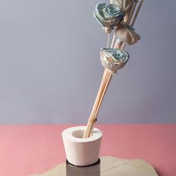 Fabindia Mehak Beige & White Glass Daisy Fresh Grass Diffuser-57