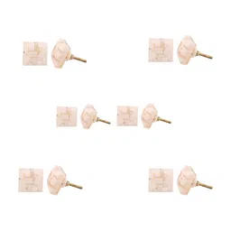 Indianshelf 6Pcs White Textured Resin Square Knobs-15