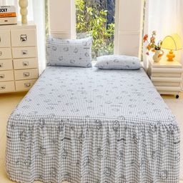 JC HOME Blue 140 TC King Bedsheet with 2 Pillow Covers-image-73