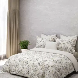 LABHAM White & Black Floral Printed 210 TC Microfiber King Bedsheet Set 2.74 m x 2.74 m-picture-10