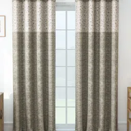 Story@home Topaz Beige & Grey 2 Pieces Geometric Printed Room Darkening Long Door Curtains-picture-45