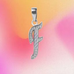 Paavni Girls 925 Sterling Silver Rhodium-Plated Cubic Zirconia Studded F Letter Pendant-17