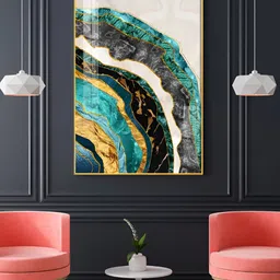 THE NEXT DECOR Opulent Waves Glass Finish Vertical Wall Art-image-81