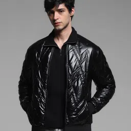 Jack & Jones Men Stand Collar Solid Casual Puffer Jacket-31