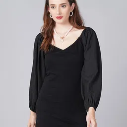 Moda Rapido Puff Sleeve Sheath Mini Dress-picture-35