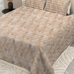 Nivasam Pindrop Beige & Brown Printed 200 TC King Bedsheet Set 2.28m x 2.54m-image-65