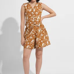 all about you Printed V Neck Waistcoat & Short Co-ords-picture-35