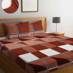 Aura Brown & White Geometric Printed 300 TC King Bedsheet Set 2.70 m x 2.60 m-12