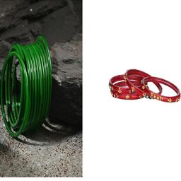 SOMIL Set of 16 Green Alloy Artificial Stones & Beads Bangles-image-105
