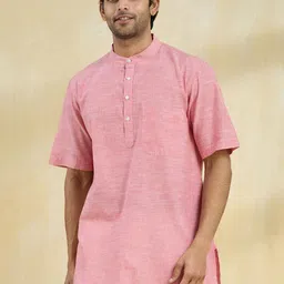 Fabindia Woven Design Mandarin Collar Cotton Straight Short Kurta-image-97