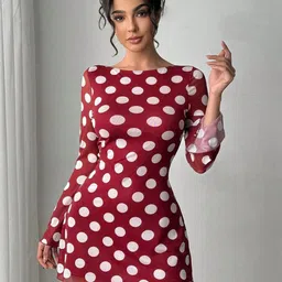 StyleCast Women Polka Dot Printed Bell Sleeve A-Line Backless Mini Dress-image-14