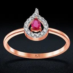 Joyalukkas Women 18kt Rose Gold Ruby-Studded Ring Diamond-image-30