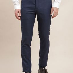 Turtle Men Checked Tailored Skinny Fit Mid-Rise Formal Trousers-image-10