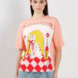Vero Moda Graphic Printed Round Neck Cotton T-Shirt-picture-3