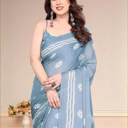 SUPERLAXMI Floral Pure Chiffon Saree-picture-15
