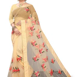 PATLANI STYLE Floral Beads and Stones Net Saree-picture-13