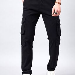 STUDIO NEXX Men Relaxed Straight Leg Loose Fit Cargos Trousers-image-72