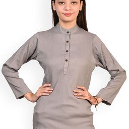 BAESD Girls Band Collar Straight Crepe Kurta-picture-5
