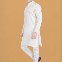 PulseIQ White Dupion Silk Solid Kurta Sets-image-43