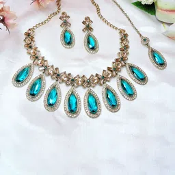 VATSALYA creation Gold-Plated Stone-Studded Jewellery Set-31