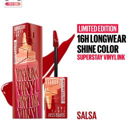 Maybelline New York Superstay Vinyl Ink Long Wear Shine Lip Color 4.2g - Salsa-2