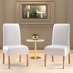 Kuber Industries 2-Pcs White Stretchable Table Chair Cover-33