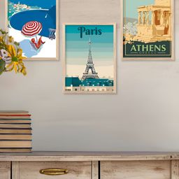 Kotart Brown & Blue 3 Pieces Wooden Travel Wall Arts-picture-28