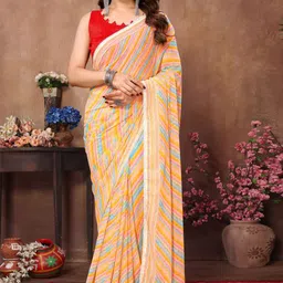 DIVASTRI Striped Pure Georgette Mysore Silk Saree-picture-45