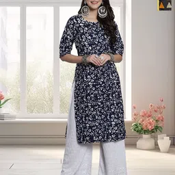 HERE&NOW Selection Of 2 Ethnic Motifs Printed Round Neck Straight Kurta-picture-5