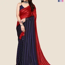 Moda Rapido Pack Of 2 Striped Satin Saree-image-73