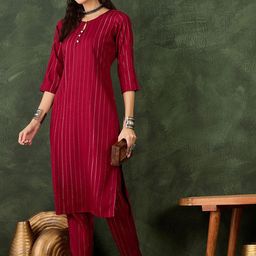 VredeVogel Striped Sraight Kurta with Trousers-image-67