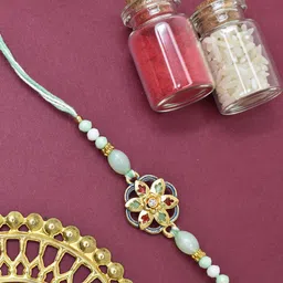 MEIRA JEWELLERY Nature's Core Flower Artficial Stones Studded & Beaded Thread Rakhi-image-81