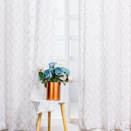 Parda Online White & Gold Toned 4 Pieces Geometric Printed Linen Door Curtain-28