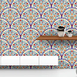 ArtzFolio Printed UV-Resistant Anti-Bacterial Colorful Turkish Patchwork Style Peel & Stick Wallpaper-image-2