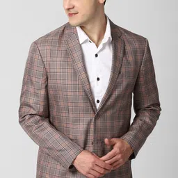 peter england Men Checkered Single Breasted Formal Blazer-picture-10