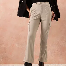 all about you Women Straight Fit High-Rise Cargos Trousers-image-61