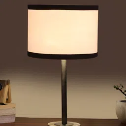 Aura White & Black Textured Metal Cylinder Shaped Table Lamp-image-96