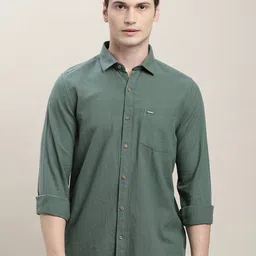 Turtle Spread Collar Long Sleeves Cotton Relaxed Slim Fit Casual Shirt-image-94