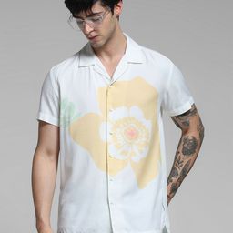 Jack & Jones Floral Printed Cuban Collar Relaxed Fit Cotton Shirt-image-50
