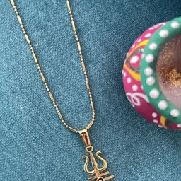 Digital Dress Room Gold-Plated Trishul Pendants With Chains-24