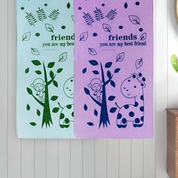 Myntra Elegant Homes Purple & Green 2 Printed Cotton 300 GSM Bath Towel-image-78