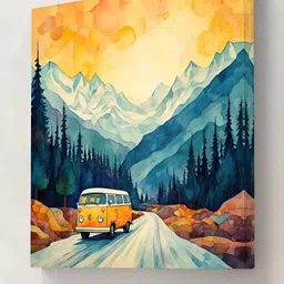 Livin'luxe Blue & Yellow Mountains Printed Canvas Wall Art-image-47