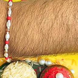 MANSIYAORANGE Set Of 3 Artificial Beaded Thread Rakhi image 2