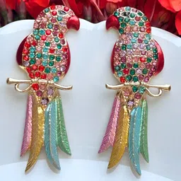 AVANT-GARDE PARIS Gold-Plated Rhinestone Parrot Shaped Drop Earrings-47