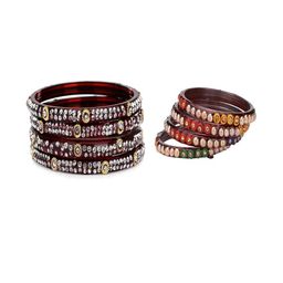 SOMIL Set of 8 Maroon Alloy Bangles-image-77