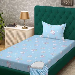 Myntra Elegant Homes Blue Printed Pure Cotton 400 TC Single Bedsheet Set 2.25 x 1.5 m-picture-13
