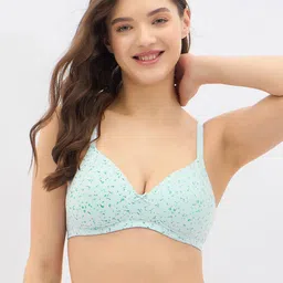 Clovia Floral Full Coverage Lightly Padded Non-Wired Regular T-shirt Bra-46
