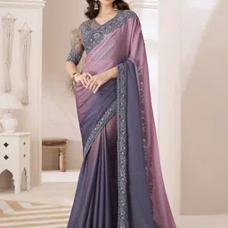Mitera Ombre Sequinned Pure Chiffon Saree image 2
